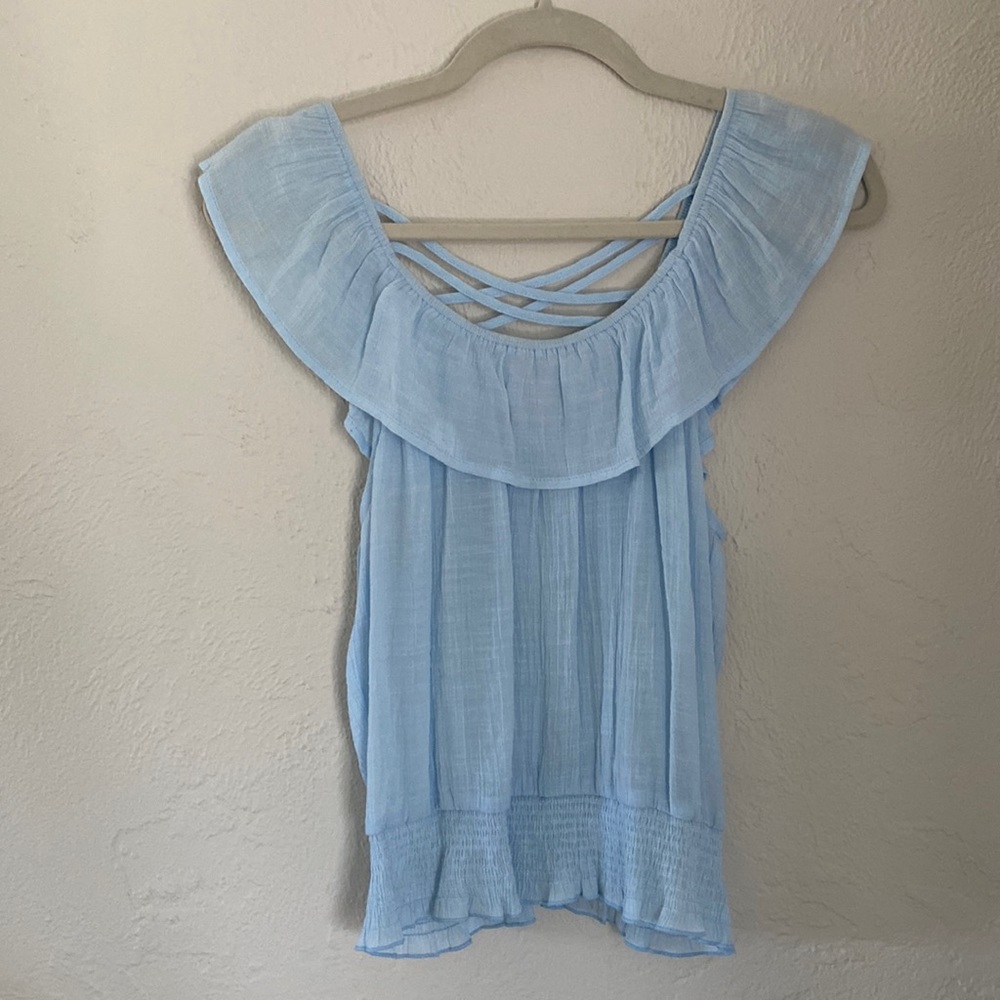 Ruffle Strap Ruched Waist Top